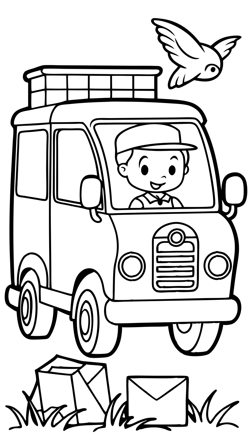 mail truck coloring page